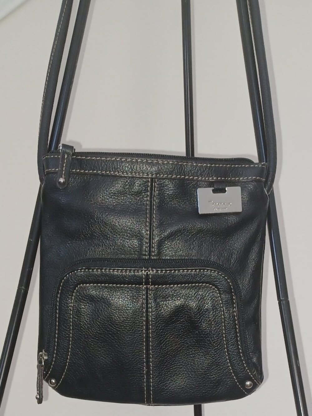 Tignanello Black Leather Crossbody Bag